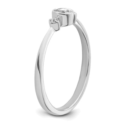 14K Weißgold Petite 3-stone 1/15 Karat Oval Diamant Komplett Versprechen/ Verlobungsring