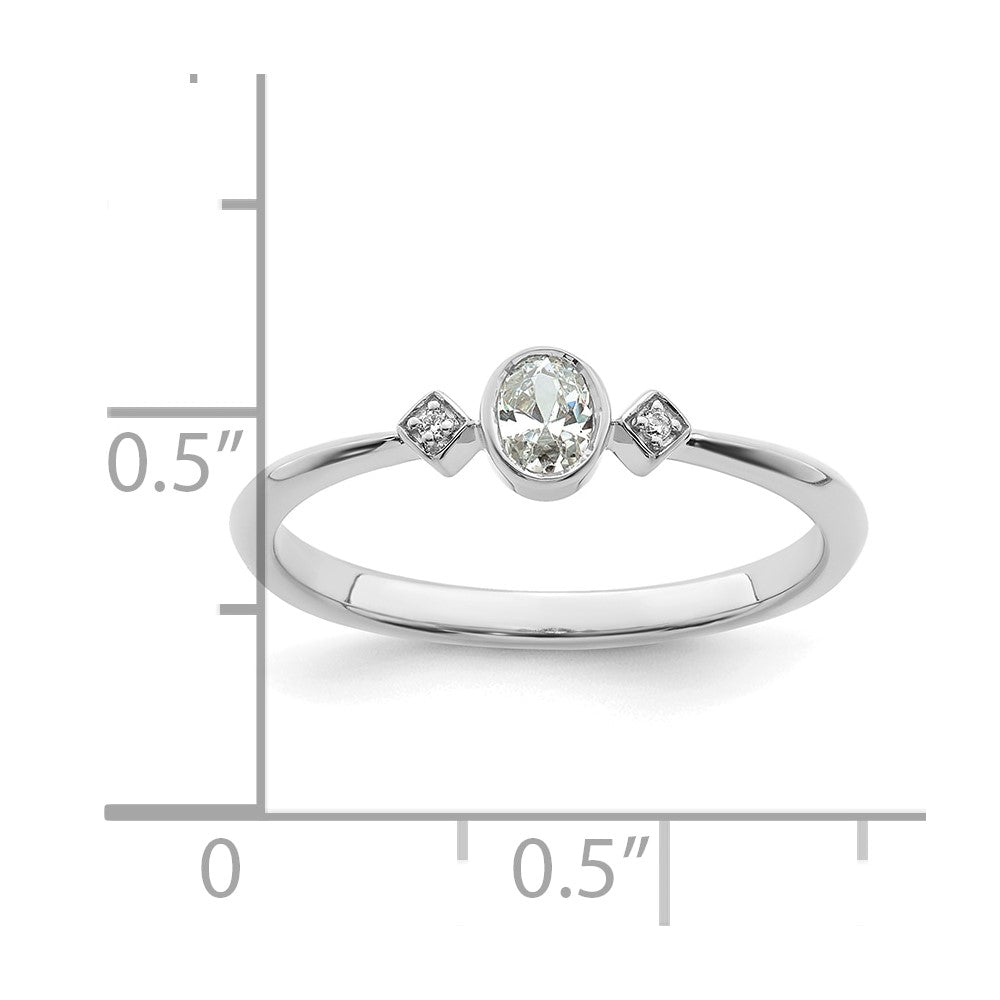 14K Weißgold Petite 3-stone 1/15 Karat Oval Diamant Komplett Versprechen/ Verlobungsring
