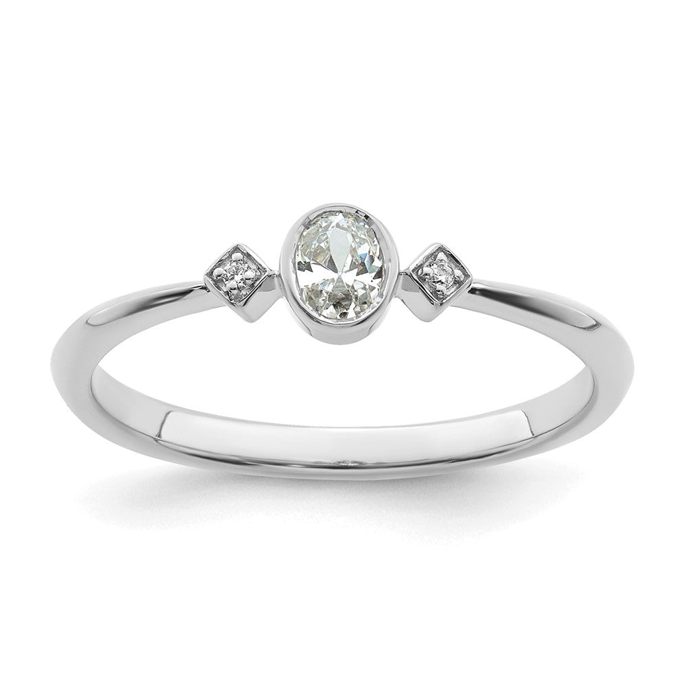 14K Weißgold Petite 3-stone 1/15 Karat Oval Diamant Komplett Versprechen/ Verlobungsring