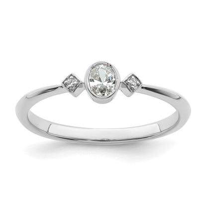14K Weißgold Petite 3-stone 1/15 Karat Oval Diamant Komplett Versprechen/ Verlobungsring