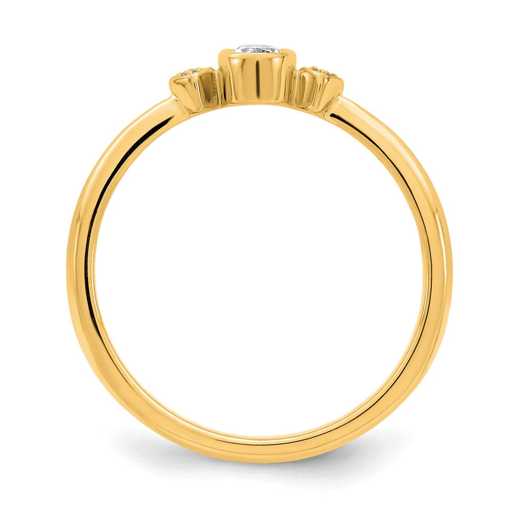 14K Gelbgold Petite 3-stone 1/15 Karat Oval Diamant Komplett Versprechen/ Verlobungsring