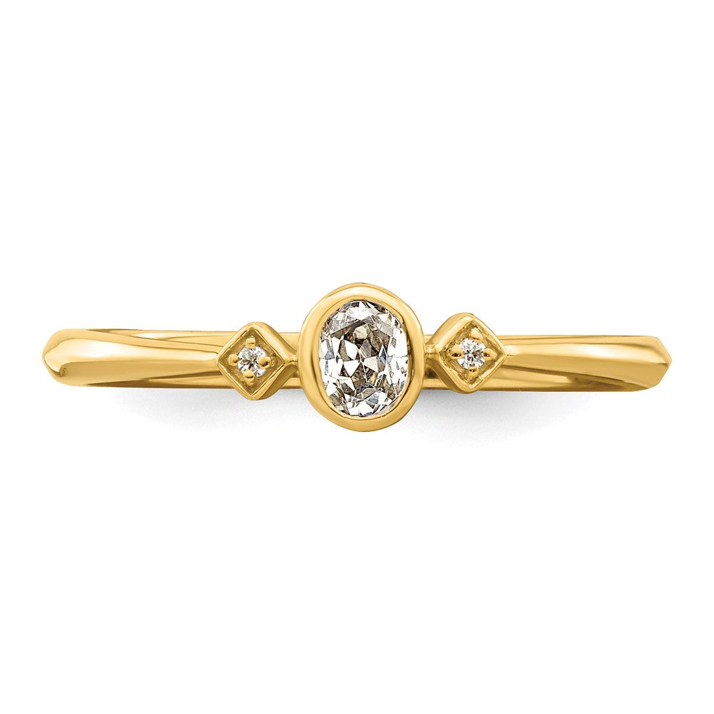 14K Gelbgold Petite 3-stone 1/15 Karat Oval Diamant Komplett Versprechen/ Verlobungsring