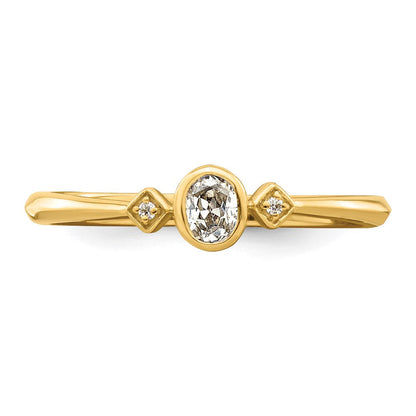 14K Gelbgold Petite 3-stone 1/15 Karat Oval Diamant Komplett Versprechen/ Verlobungsring