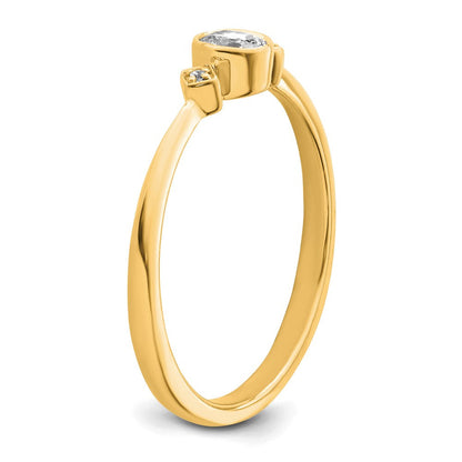 14K Gelbgold Petite 3-stone 1/15 Karat Oval Diamant Komplett Versprechen/ Verlobungsring