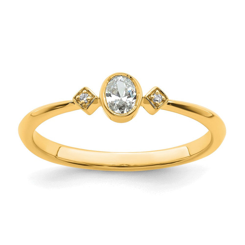 14K Gelbgold Petite 3-stone 1/15 Karat Oval Diamant Komplett Versprechen/ Verlobungsring