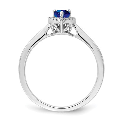 14K Weißgold Ring mit Tropfen-Saphir und echten Diamanten im Halo-Design