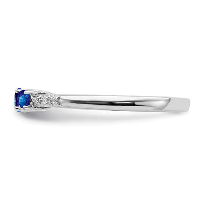 14K Weißgold Ring mit Saphir und echten Diamanten im 3-Stein-Design