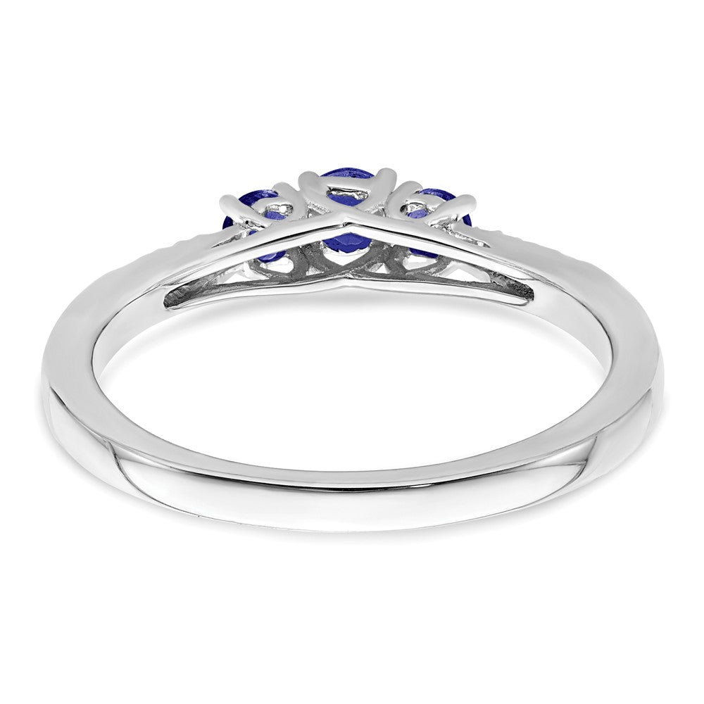 14K Weißgold Ring mit Saphir und echten Diamanten im 3-Stein-Design