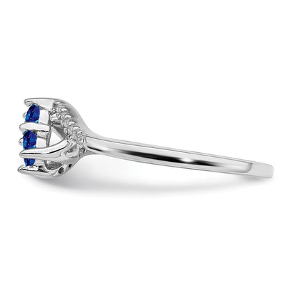 14K Weißgold Ring mit Saphir und echtem Diamant, 2 Steine, Bypass-Design