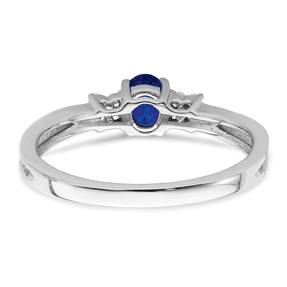 14K Weißgold Ring mit ovalem Saphir und echten Diamanten