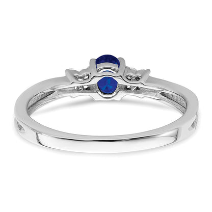 14K Weißgold Ring mit ovalem Saphir und echten Diamanten