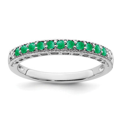 10K Weißgold 10K Smaragd und Diamant Ring