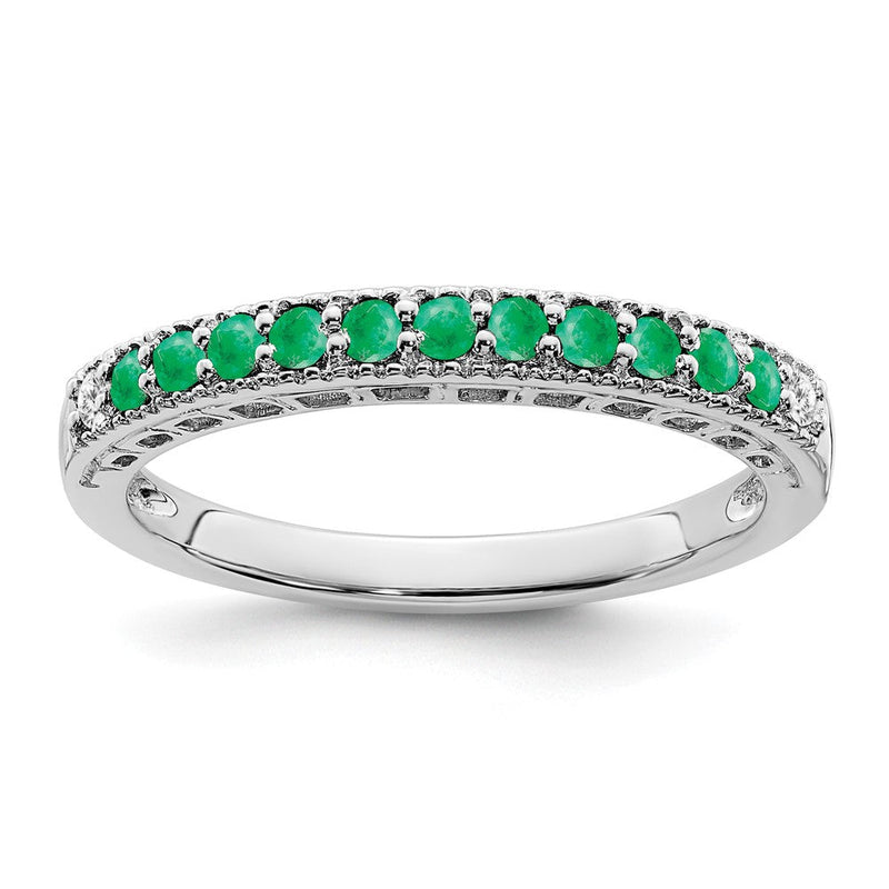 10K Weißgold 10K Smaragd und Diamant Ring