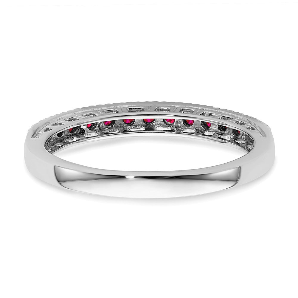 14K Weißgold Ring mit Rubin und echtem Diamant