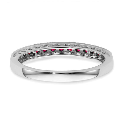 14K Weißgold Ring mit Rubin und echtem Diamant