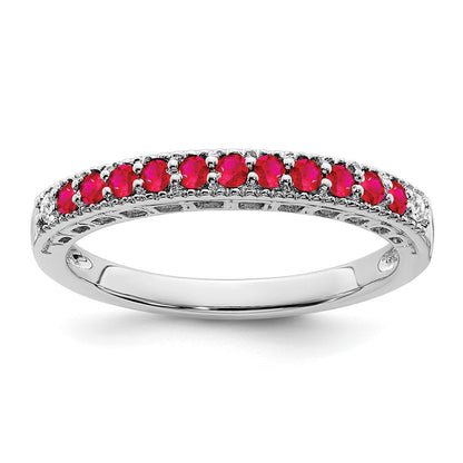 14K Weißgold Ring mit Rubin und echtem Diamant