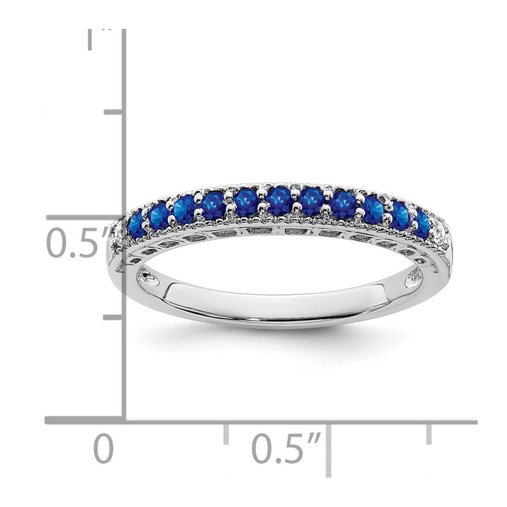 14K Weißgold Ring mit Saphir und echten Diamanten