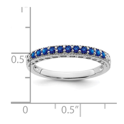 14K Weißgold Ring mit Saphir und echten Diamanten