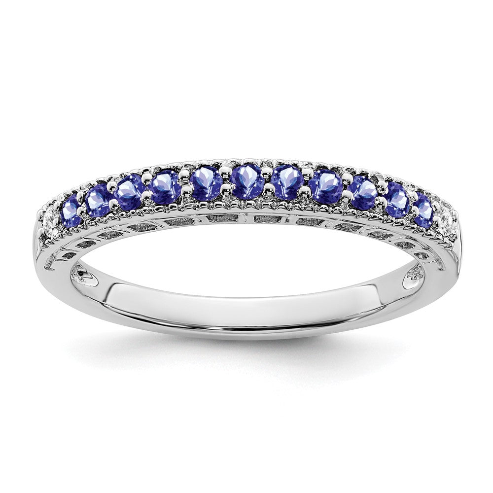 14K Weißgold Tansanit und Diamant Ring