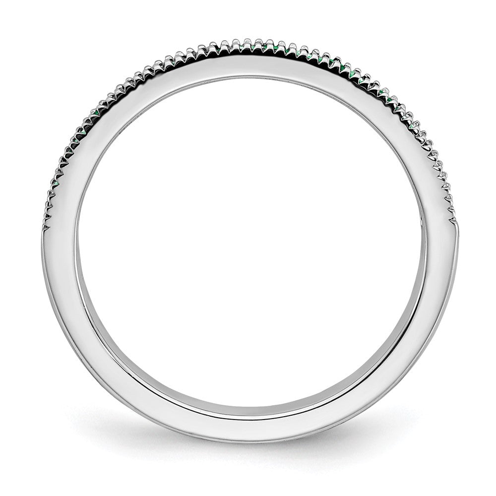14K Weißgold Ring mit Smaragd und echten Diamanten