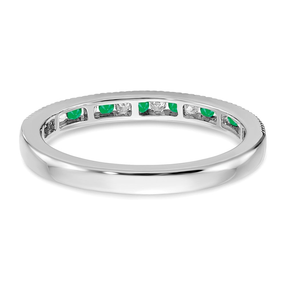 14K Weißgold Ring mit Smaragd und echten Diamanten