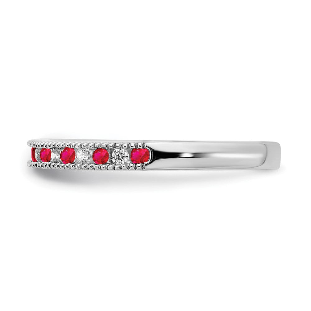 14K Weißgold Ring mit Rubin und echten Diamanten