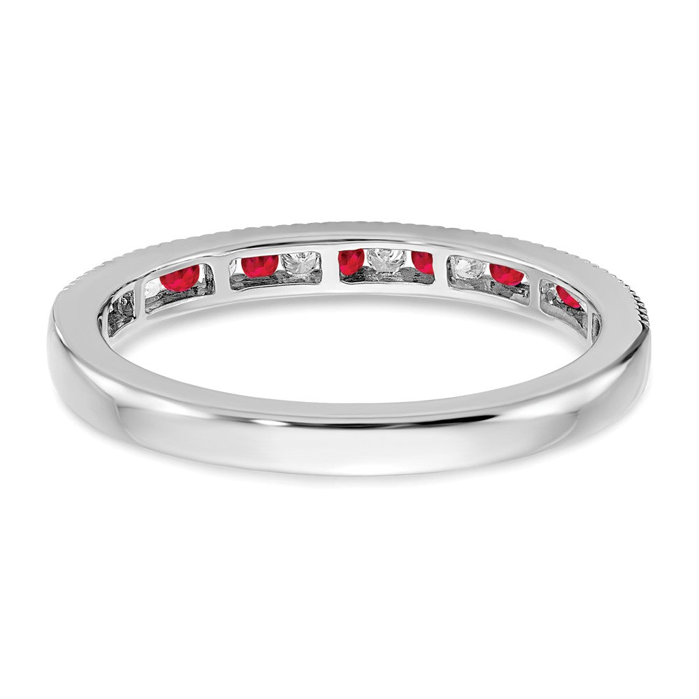 14K Weißgold Ring mit Rubin und echten Diamanten
