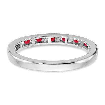 14K Weißgold Ring mit Rubin und echten Diamanten