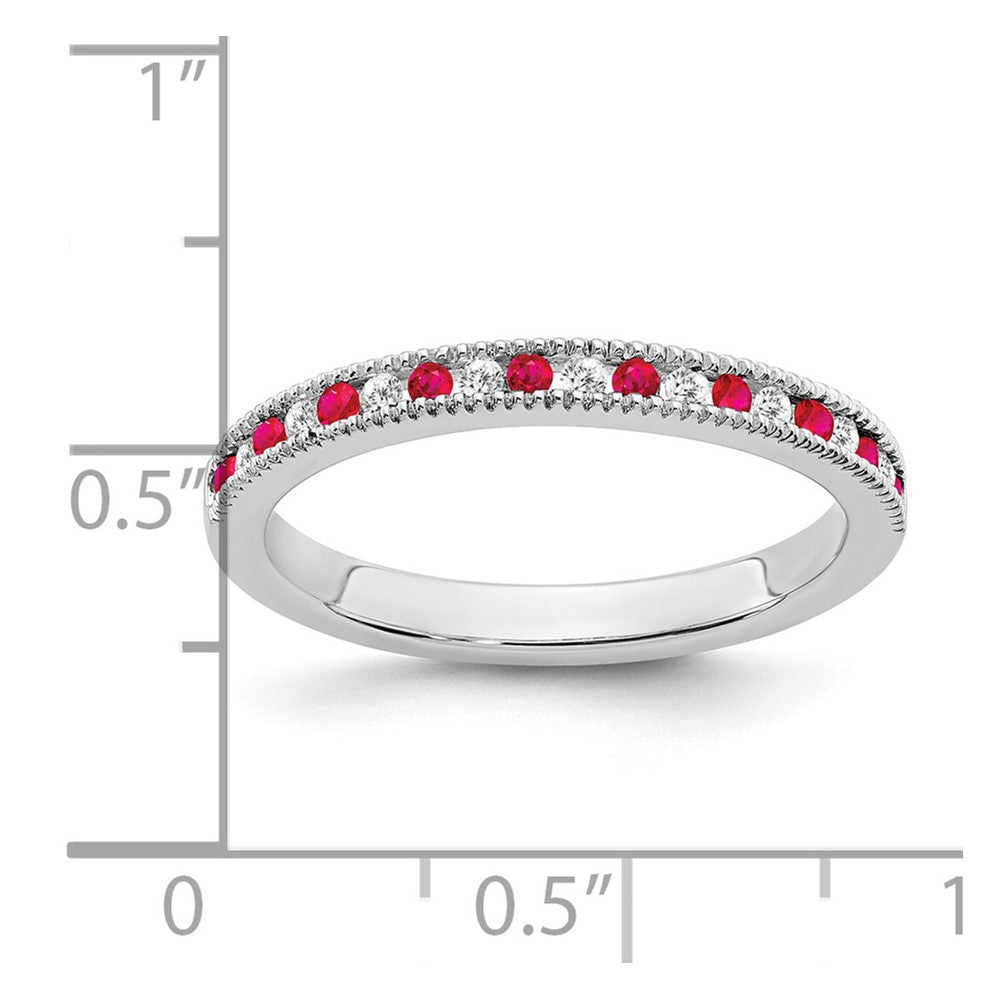 14K Weißgold Ring mit Rubin und echten Diamanten