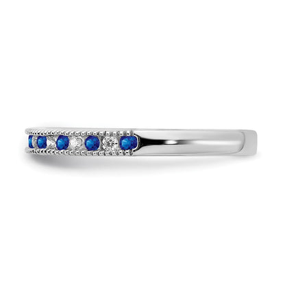 14K Weißgold Ring mit Saphir und echten Diamanten