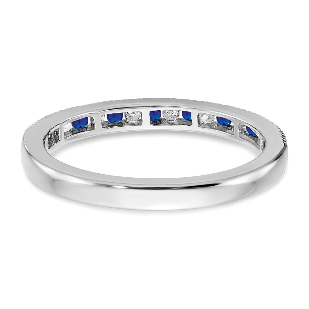 14K Weißgold Ring mit Saphir und echten Diamanten
