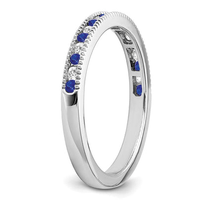 14K Weißgold Ring mit Saphir und echten Diamanten