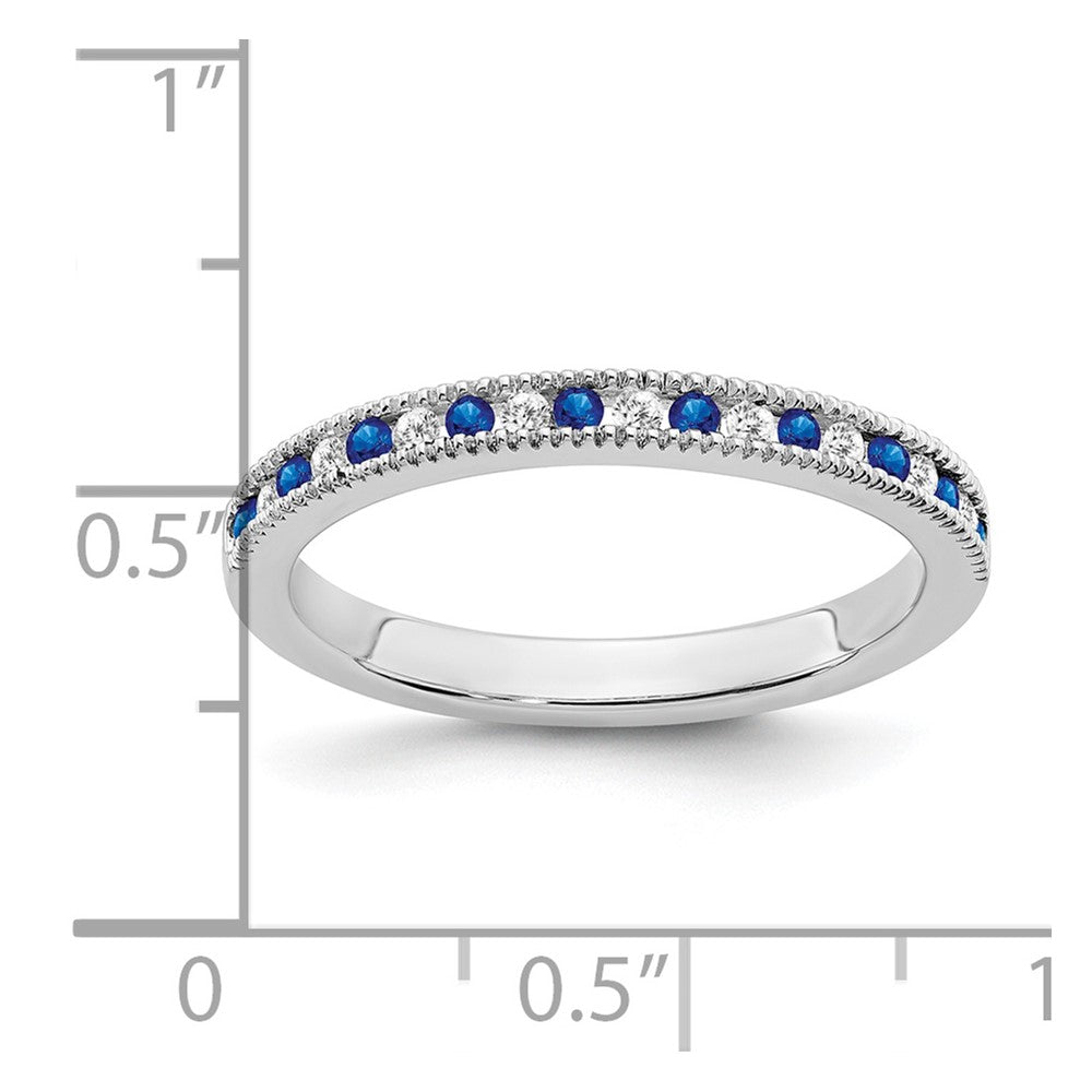 14K Weißgold Ring mit Saphir und echten Diamanten