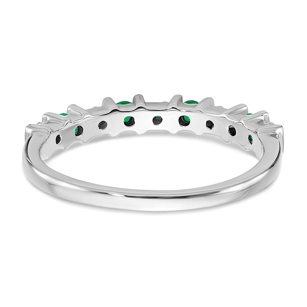 14K Weißgold Ring mit Smaragd und echten Diamanten
