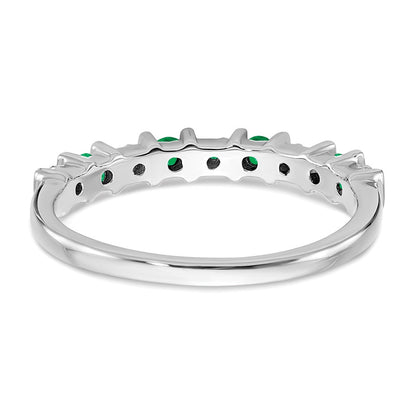 14K Weißgold Ring mit Smaragd und echten Diamanten