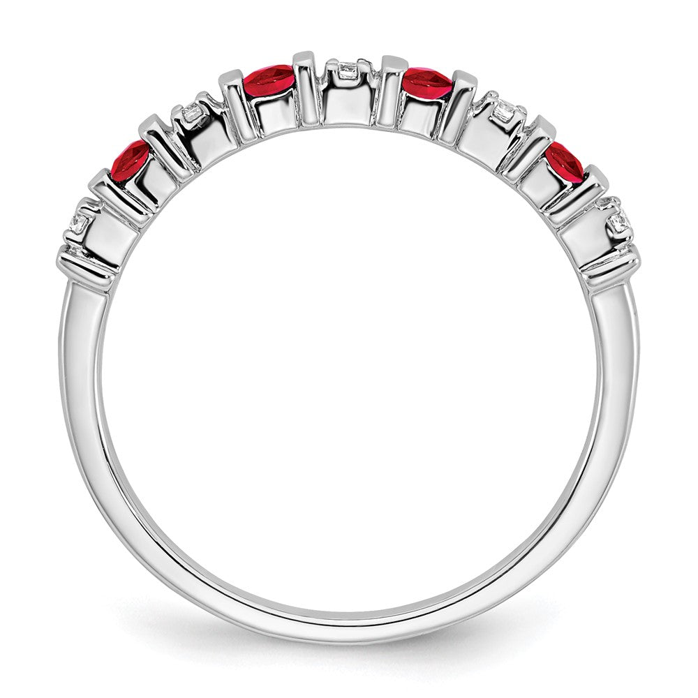 14K Weißgold Ring mit Rubin und echten Diamanten