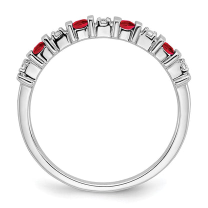 14K Weißgold Ring mit Rubin und echten Diamanten