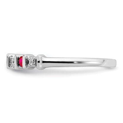 14K Weißgold Ring mit Rubin und echten Diamanten