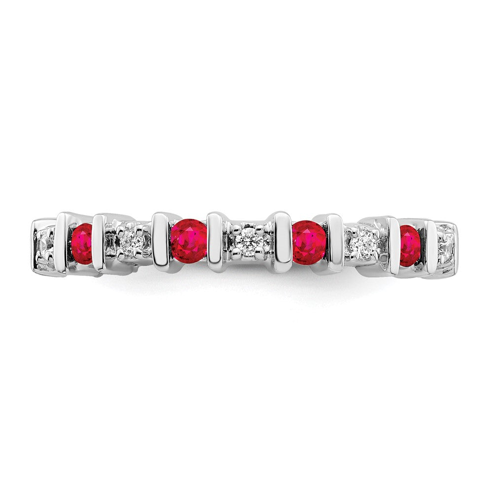 14K Weißgold Ring mit Rubin und echten Diamanten