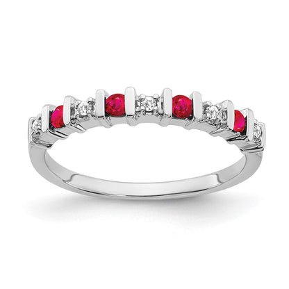 14K Weißgold Ring mit Rubin und echten Diamanten