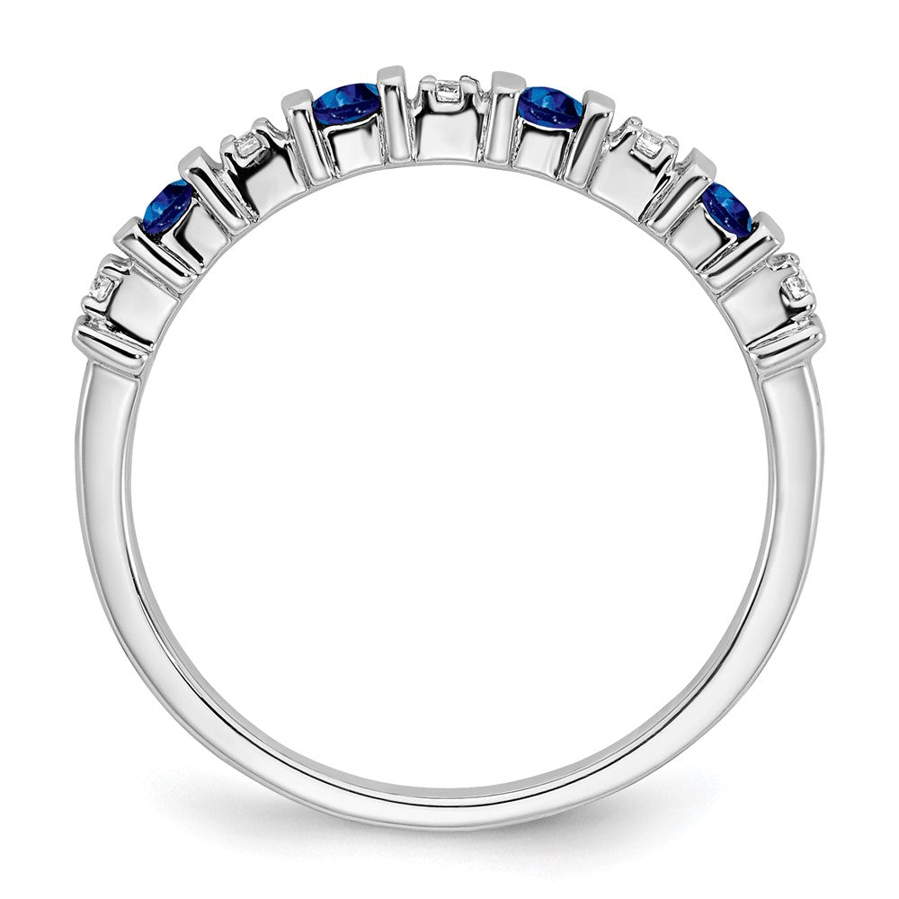 14K Weißgold Ring mit Saphir und echten Diamanten