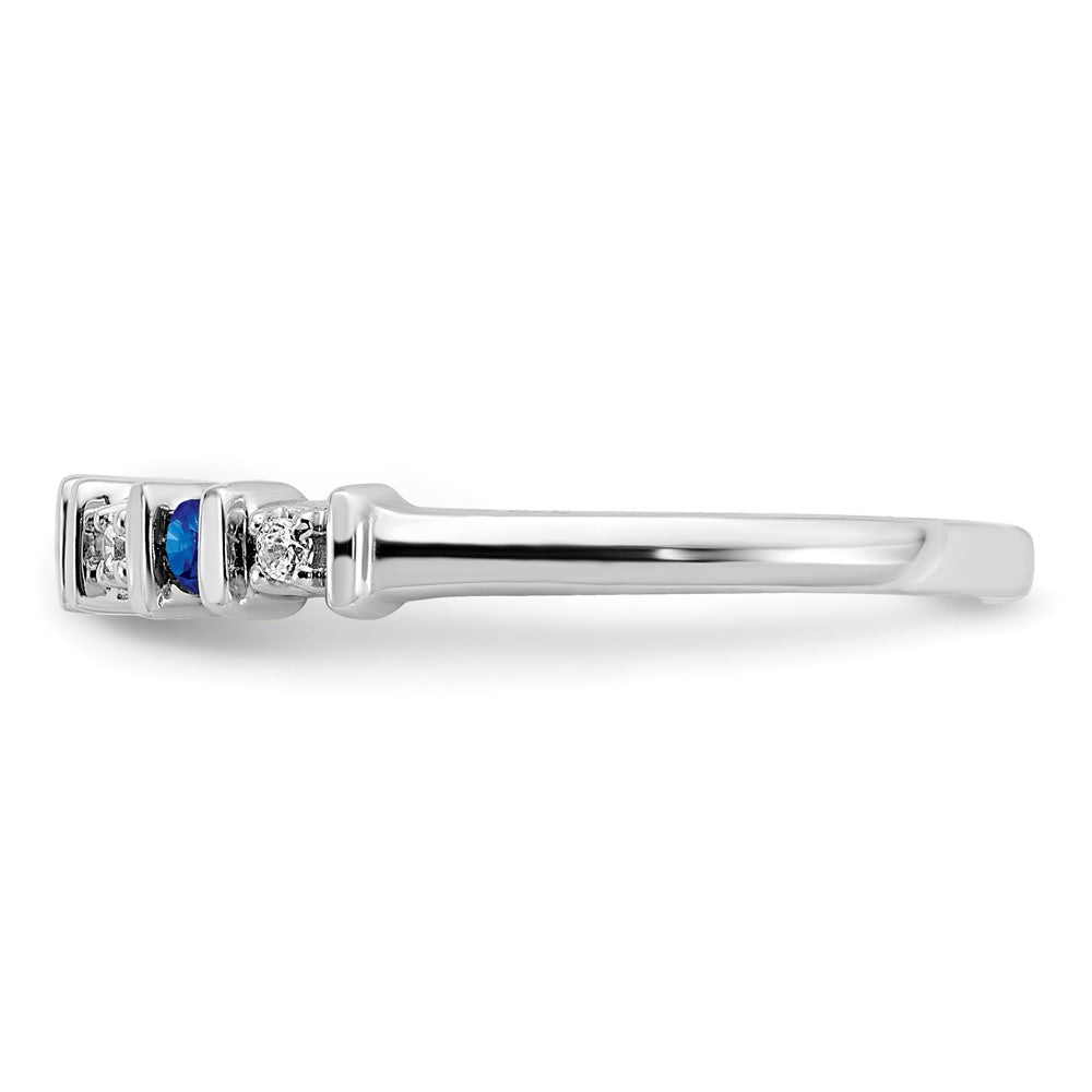 14K Weißgold Ring mit Saphir und echten Diamanten