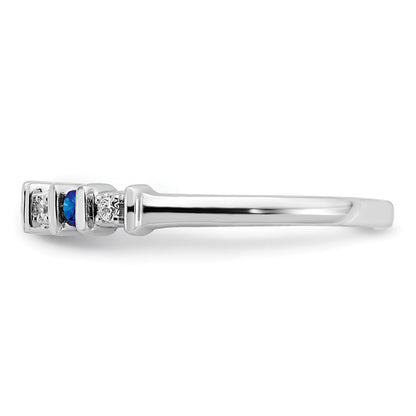 14K Weißgold Ring mit Saphir und echten Diamanten