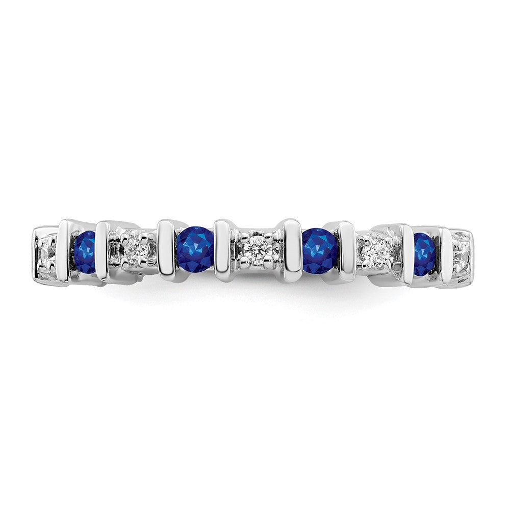14K Weißgold Ring mit Saphir und echten Diamanten