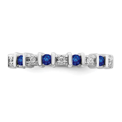 14K Weißgold Ring mit Saphir und echten Diamanten