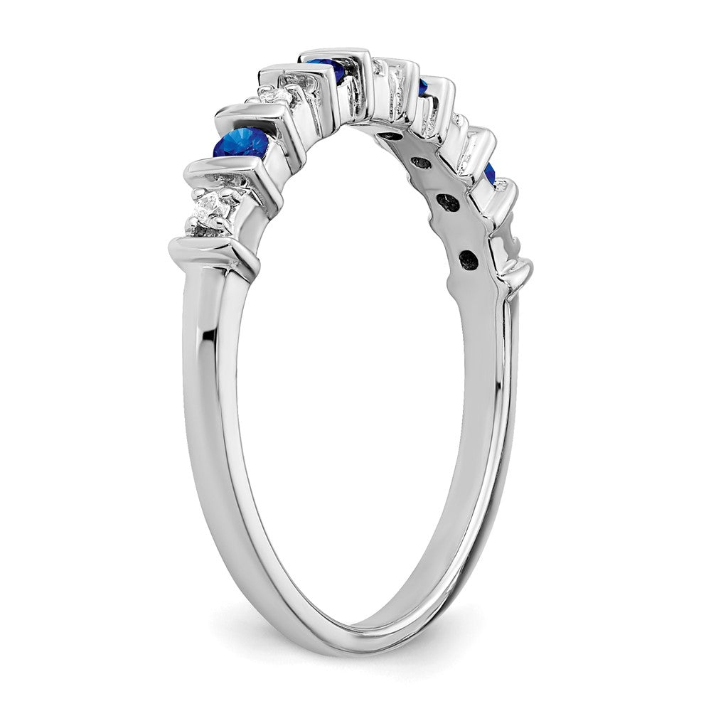 14K Weißgold Ring mit Saphir und echten Diamanten