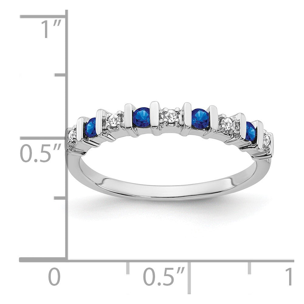 14K Weißgold Ring mit Saphir und echten Diamanten