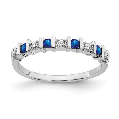 14K Weißgold Ring mit Saphir und echten Diamanten