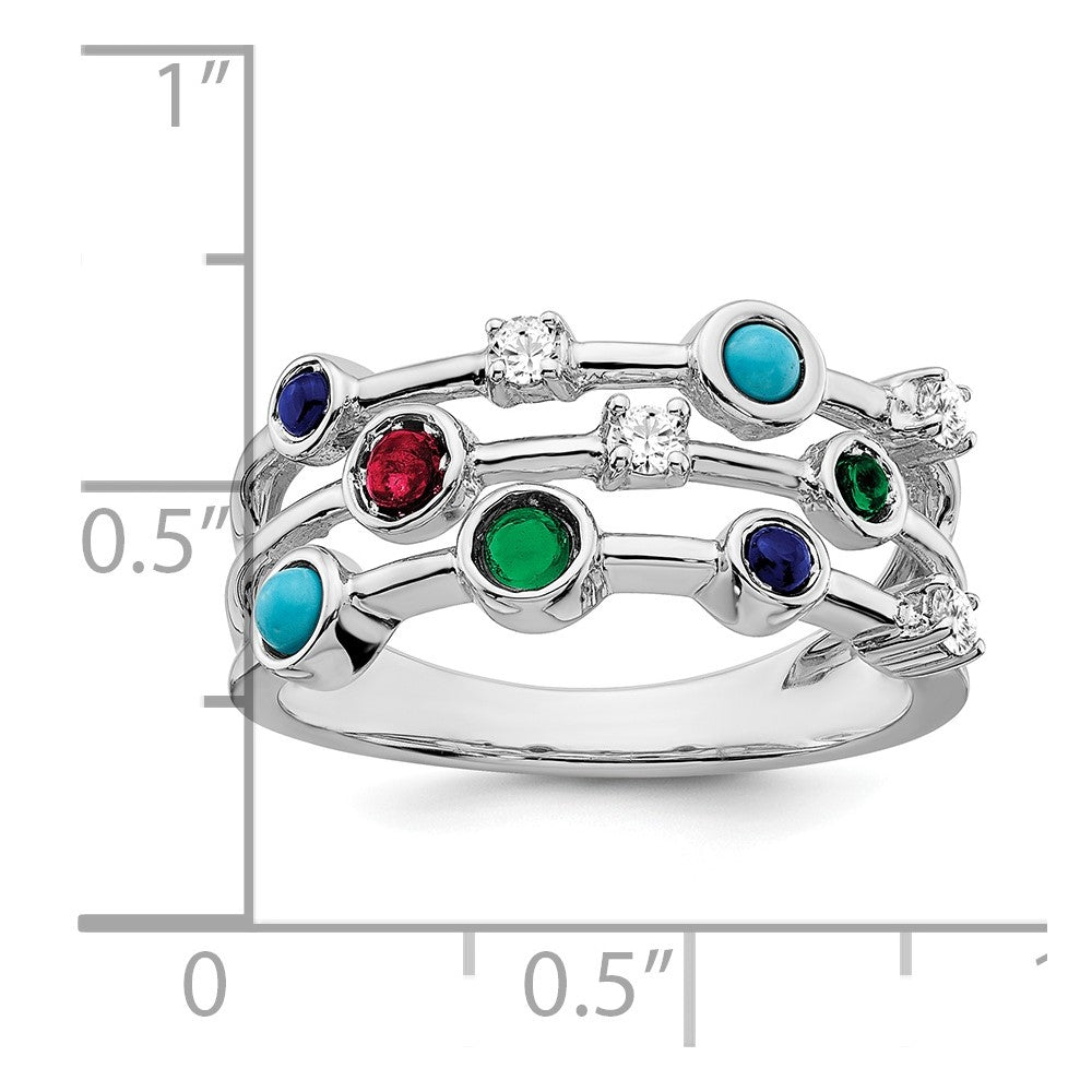 14K Weißgold Ring mit Edelstein und Türkis