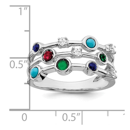 14K Weißgold Ring mit Edelstein und Türkis